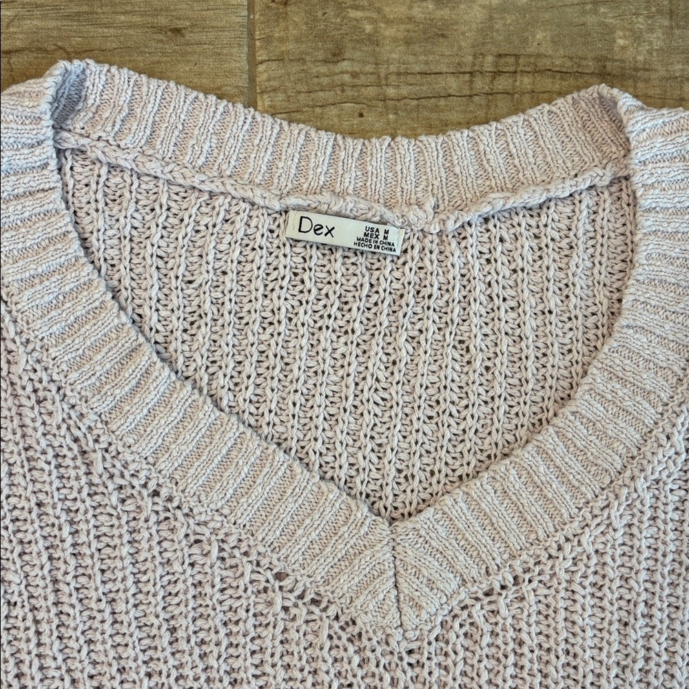 Dex Soft Pink V-Neck Knit Lightweight Sweater - Picture 2 of 3
